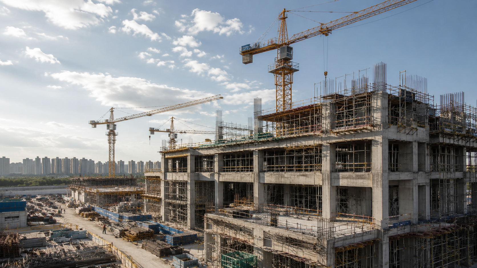 建筑项目与塔吊施工现场